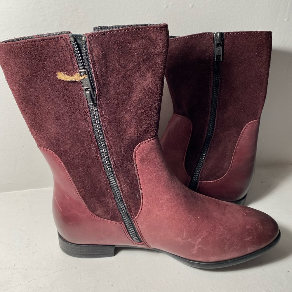 New Born burgundy leather suede Burgundy boots